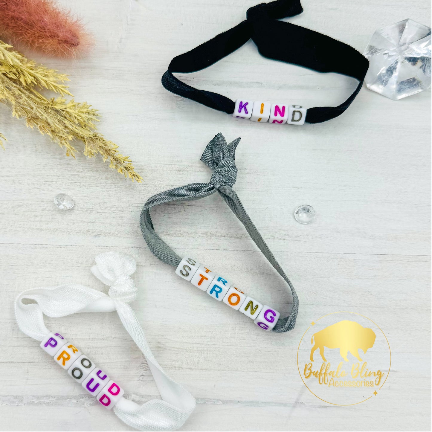 Kind•Strong•Proud Hair-tie Bracelets